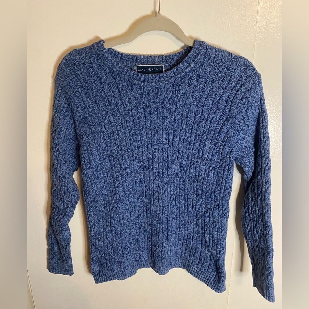 Women’s Karen Scott Blue Cable Knit Sweater, Small